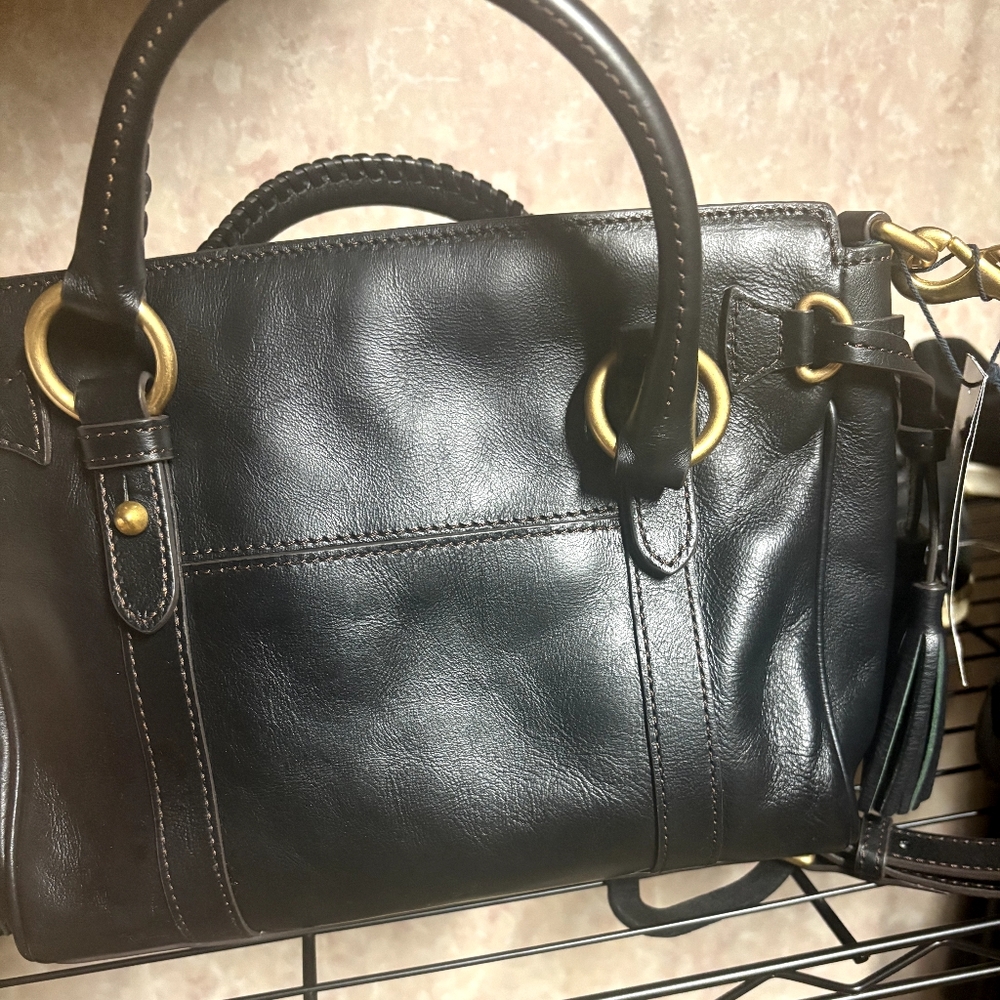 Dooney & Bourke Black Florentine Leather Satchel  Crossbody Bag NWT - Picture 3 of 16
